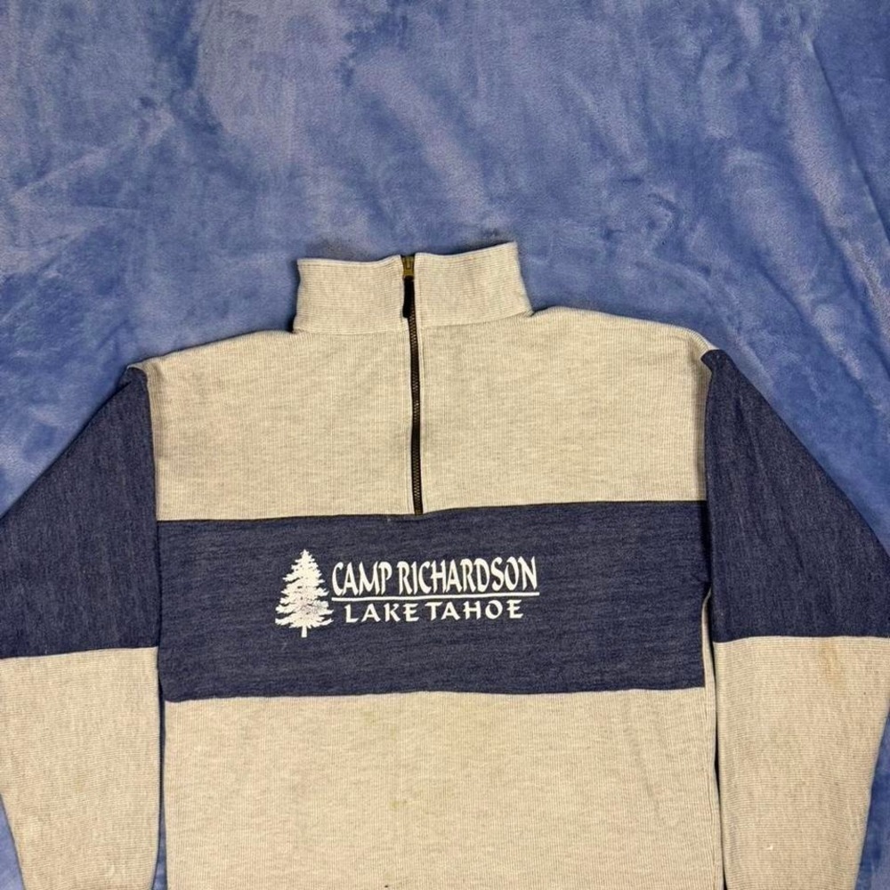 Vintage Camp Richardson‎ Lake Tahoe grey men size L quarter zip sweatshirt